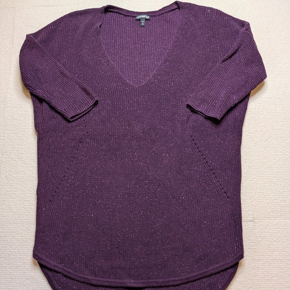 Express purple V neck sparkle sweater - size Medium